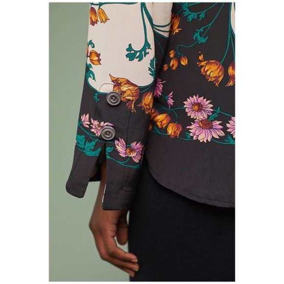 New Anthropologie Maeve Florence Floral Silk Top - Picture 8 of 8